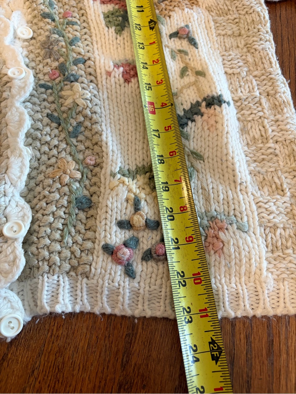 VTG Embroidered Knit Cardigan XL Cottagecore Sweater Embroidered Grandmacore - Picture 5 of 9